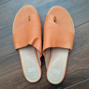 Eileen Fisher Gaze Leather Toe Loop Sandals Orange 9 ✨